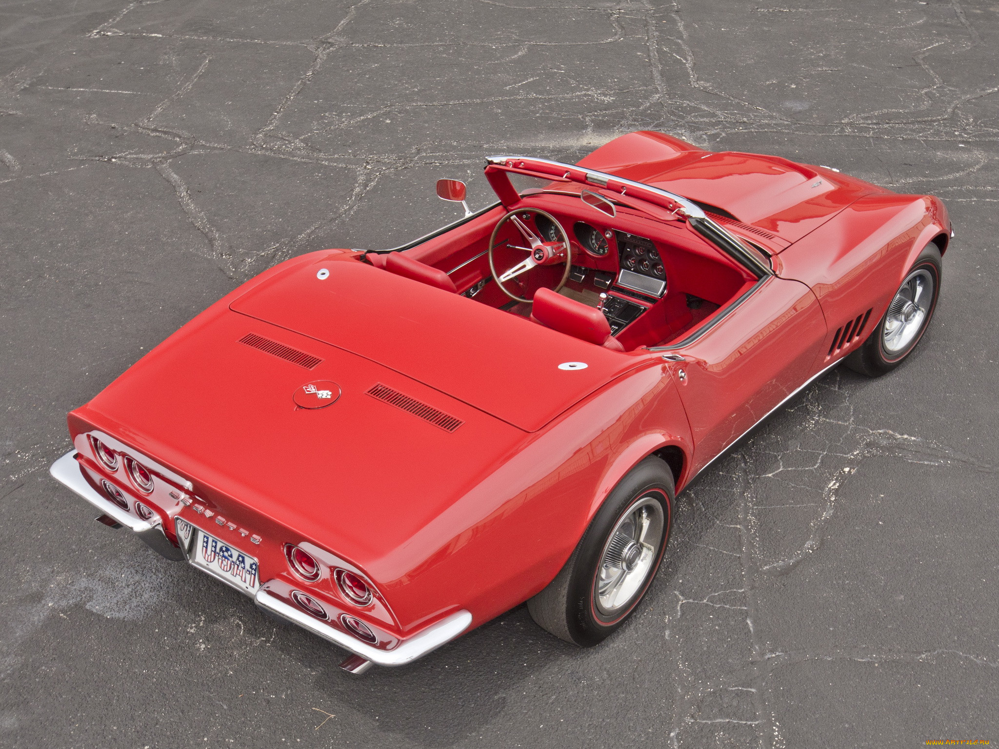 , corvette, red